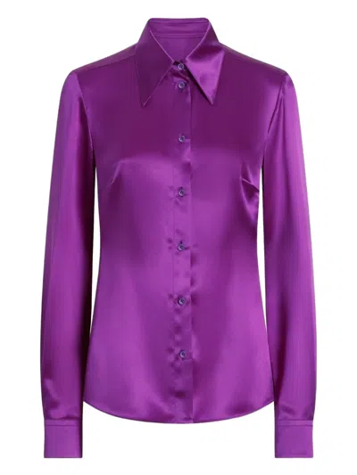 Dolce & Gabbana Satin Shirt In Purple