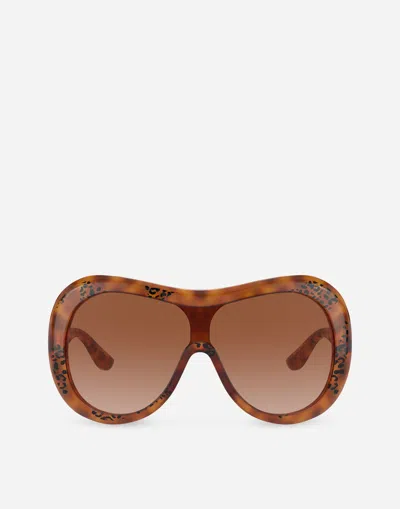 Dolce & Gabbana Dna Oversize-frame Sunglasses In Animal Print