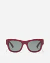Dolce & Gabbana Logo-plaque Sunglasses In Burgundy