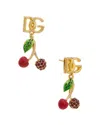 Dolce & Gabbana Earrings With Dg Logo And Cherries In Gold