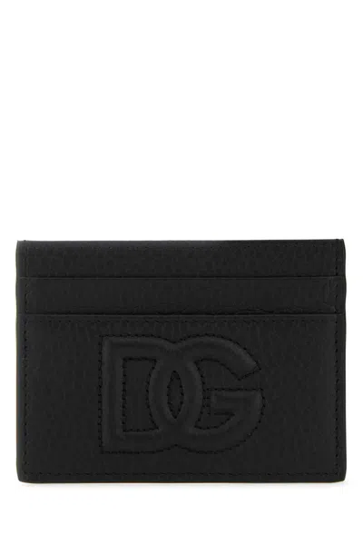 Dolce & Gabbana Men Black Card-holder With Quilted Logo In Leather Man