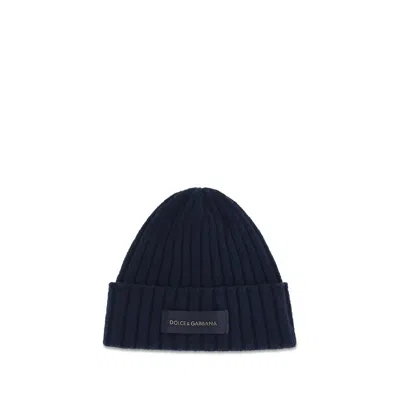 Dolce & Gabbana Dogx64ktjgmlkb0665bb Ribbed Wool Beanie In Blue
