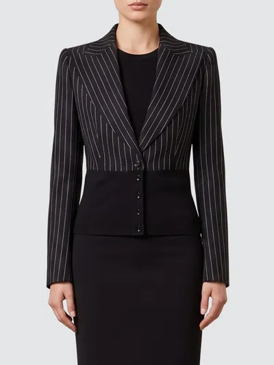 Dolce & Gabbana Dolce &amp; Gabbana  Slim Fit Pinstriped Wool Single-breasted Blazer With Peak Lapels In Black