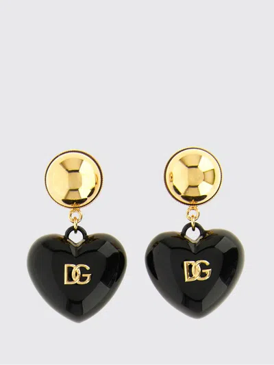 Dolce & Gabbana Dg Logo Heart Pendant Earrings In Black