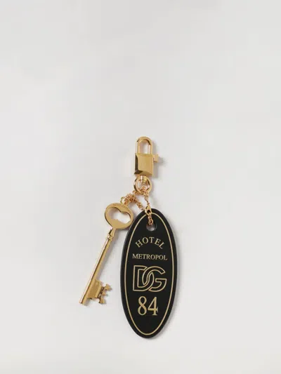 Dolce & Gabbana Keychain With Tassel In Smooth Calf Leather In Black