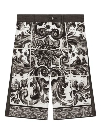 Dolce & Gabbana Dolce &amp; Gabbana Kids Shorts With Majolica Print In Brown