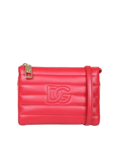 Dolce & Gabbana Stitched-logo Detail Clutch Bag In Red