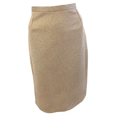 Pre-owned Dolce & Gabbana Dolce And Gabanna Size 44 / 8 2000s Y2k Gold Metallic High Waisted Pencil Skirt In Brown