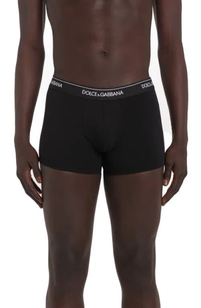 Dolce & Gabbana Dolce&gabbana 2-pack Logo Waist Boxer Briefs In Black