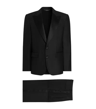 Dolce & Gabbana Martini Tuxedo Wool Silk Suit In Black