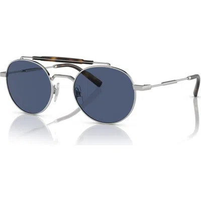 Dolce & Gabbana Dolce&gabbana 51mm Round Sunglasses In Silver