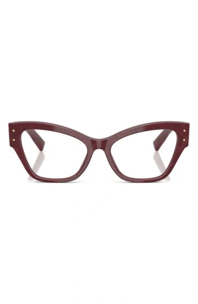 Dolce & Gabbana Dolce&gabbana 52mm Butterfly Optical Glasses In Burgundy