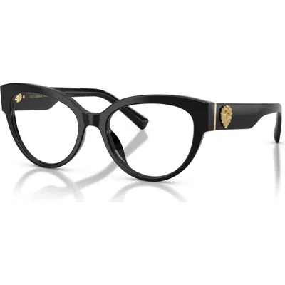 Dolce & Gabbana Dolce&gabbana 52mm Cat Eye Optical Glasses In Black