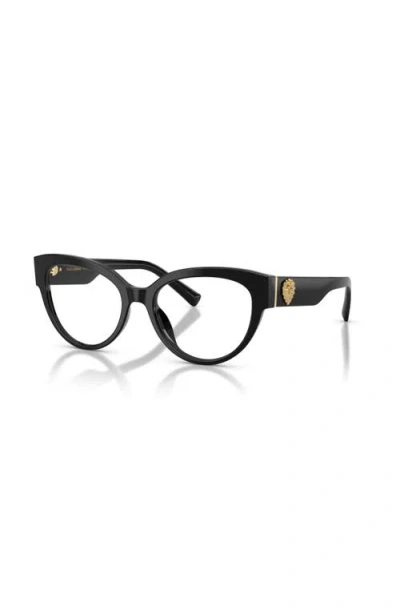 Dolce & Gabbana Dolce&gabbana 52mm Cat Eye Optical Glasses In Black
