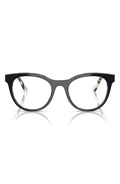 Dolce & Gabbana Dolce&gabbana 52mm Round Optical Glasses In Black White