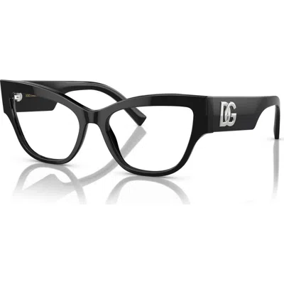 Dolce & Gabbana Dolce&gabbana 53mm Cat Eye Optical Glasses In Black
