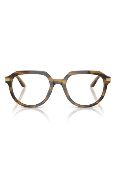 Dolce & Gabbana Dolce&gabbana 53mm Round Optical Glasses In Dark Brown