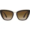 Dolce & Gabbana Dolce&gabbana 54mm Gradient Cat Eye Sunglasses In Havana/gradient Brown