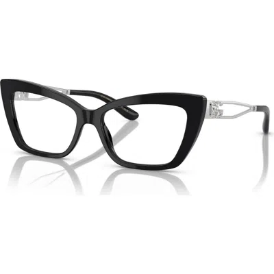 Dolce & Gabbana Dolce&gabbana 55mm Cat Eye Optical Glasses In Black