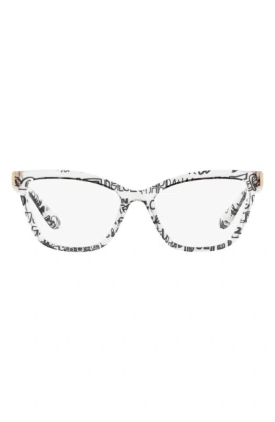 Dolce & Gabbana Dolce&gabbana 55mm Cat Eye Optical Glasses In Multi