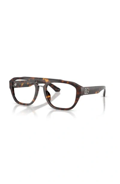 Dolce & Gabbana Dolce&gabbana 55mm Pilot Optical Glasses In Brown