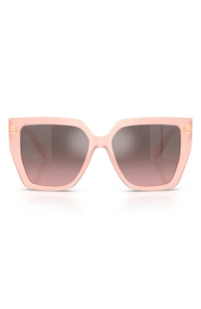Dolce & Gabbana Dolce&gabbana 55mm Square Sunglasses In Opal Pink Mirror Silver