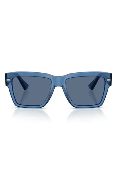 Dolce & Gabbana Dolce&gabbana 55mm Square Sunglasses In Transparent Blue/dark Blue