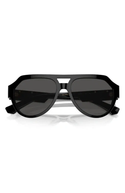 Dolce & Gabbana Dolce&gabbana 56mm Pilot Sunglasses In Black
