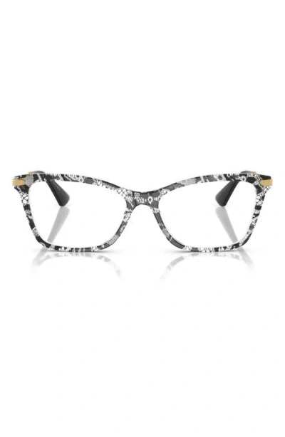 Dolce & Gabbana Dolce&gabbana 56mm Rectangular Optical Glasses In Black Lace