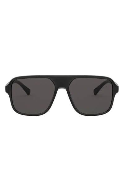 Dolce & Gabbana Dolce&gabbana 57mm Aviator Sunglasses In Grey/black/dark Grey