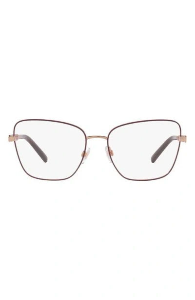 Dolce & Gabbana Dolce&gabbana 57mm Butterfly Optical Glasses In Rose Gold/bordeaux