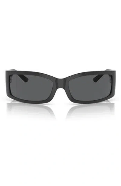 Dolce & Gabbana Dolce&gabbana 61mm Polarized Rectangular Sunglasses In Dark Grey