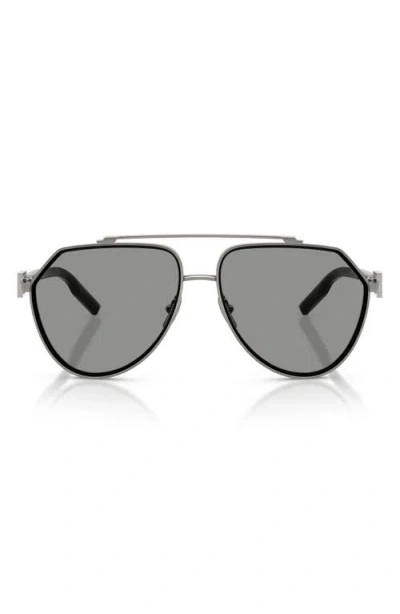Dolce & Gabbana Dolce&gabbana 62mm Oversize Pilot Sunglasses In Gray
