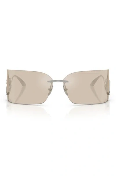 Dolce & Gabbana Dolce&gabbana 79mm Oversize Rectangular Sunglasses In Silver