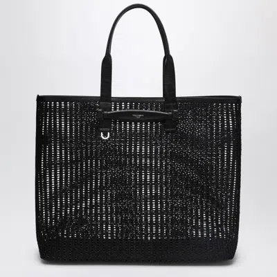 Dolce & Gabbana Adamo Shopping Bag In Black Woven Mesh