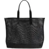 Dolce & Gabbana Dolce&gabbana Adamo Woven Mesh & Leather Shopper In Black/black