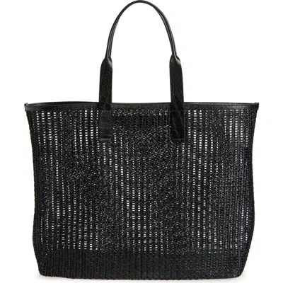 Dolce & Gabbana Dolce&gabbana Adamo Woven Mesh & Leather Shopper In Black/black