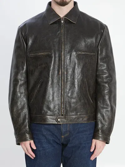 Dolce & Gabbana Dolce&gabbana Aged-effect Leather Jacket In Black