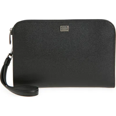 Dolce & Gabbana Dolce&gabbana Alpina Leather Clutch In Black