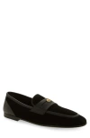Dolce & Gabbana Ariosto Black Loafers With Metallic Dg Logo Plate On The Front In Leather And Suede Man In Black