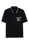 Dolce & Gabbana Mini Short Sleeve Polo For Men In Nero