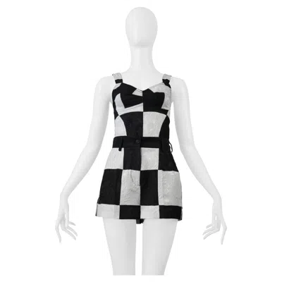 Pre-owned Dolce & Gabbana Dolce And Gabbana Black & White Op Art Bustier And Shorts Ensemble