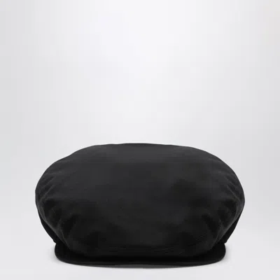 Dolce & Gabbana Black Cotton Gabardine Flat Cap In Neutral