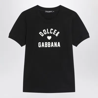 DOLCE & GABBANA DOLCE&GABBANA BLACK COTTON LOGO T SHIRT