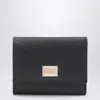 Dolce & Gabbana Black Dauphine Leather Wallet With Logo Plaque In Black