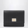 Dolce & Gabbana Black Dauphine Leather Wallet With Logo Plaque In Black