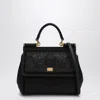Dolce & Gabbana Medium Sicily Embroidered Top Handle Bag In Black
