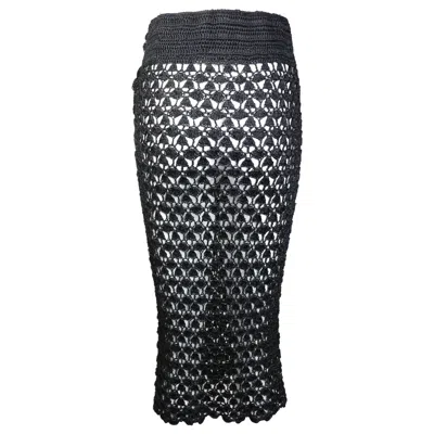 Pre-owned Dolce & Gabbana Dolce And Gabbana Black Handmade Knitted Knee Length Pencil Skirt