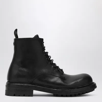 DOLCE & GABBANA DOLCE&GABBANA BLACK LACE-UP LEATHER ANKLE BOOT