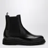 Dolce & Gabbana Black Brushed Leather Ankle Boot Scarpe Basse Black